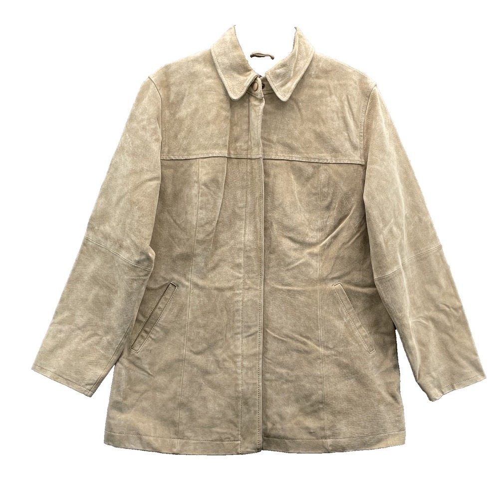 AMI Suede Leather Jacket Men Small Beige 100% Leather Coat Classic Academia 70's